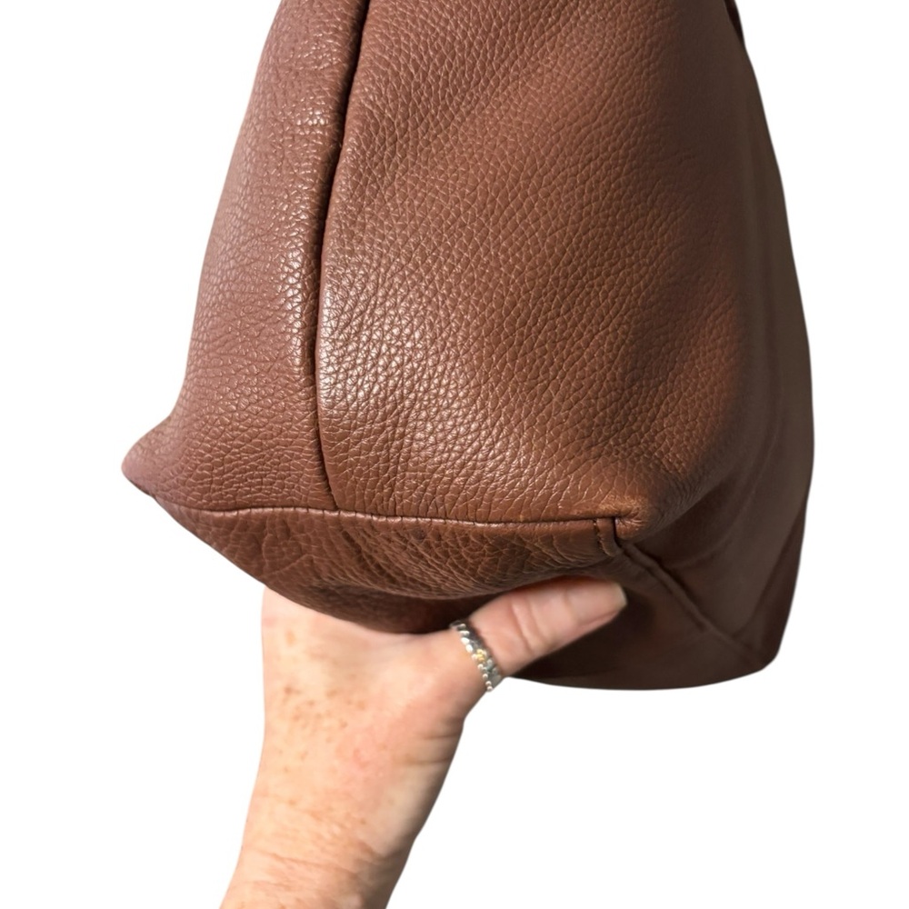 Lucky Brand Brown Leather Tote Bag with Decorative Scarf - Picture 8 of 13